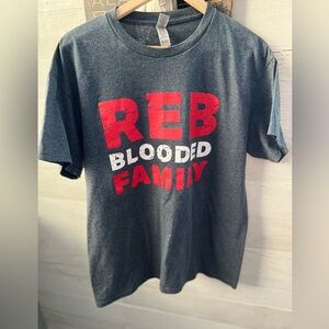 Gildan Dark Gray Tee with Red and White Print